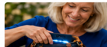 Phone inside a bag using a visual alert